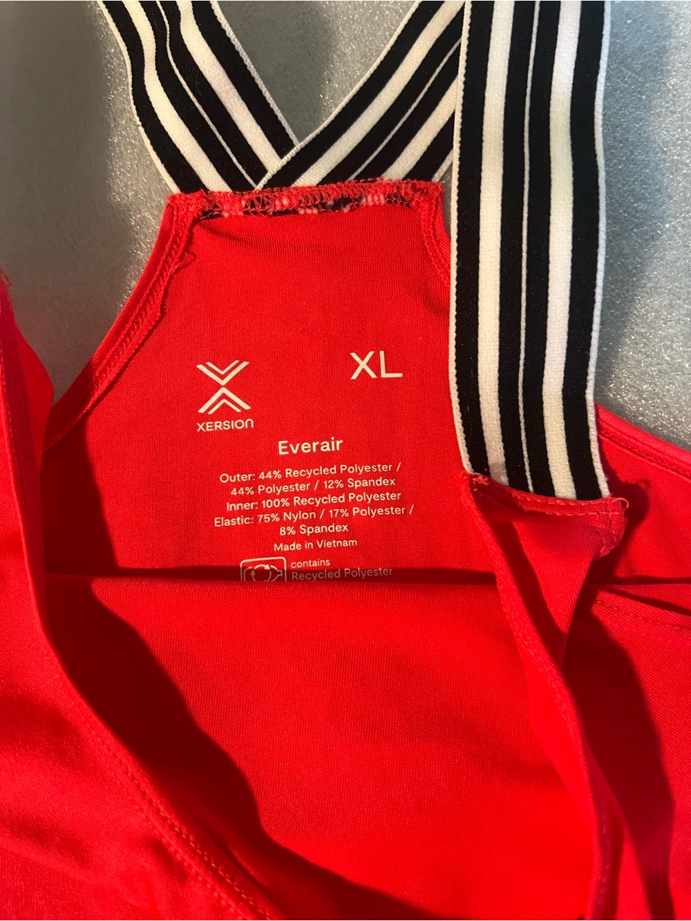 Xersion Red Athletic Tank with Black and White Striped Straps - XL